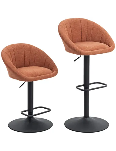 HOMCOM Set of Two Relaxed Tub Bar Stools - Orange