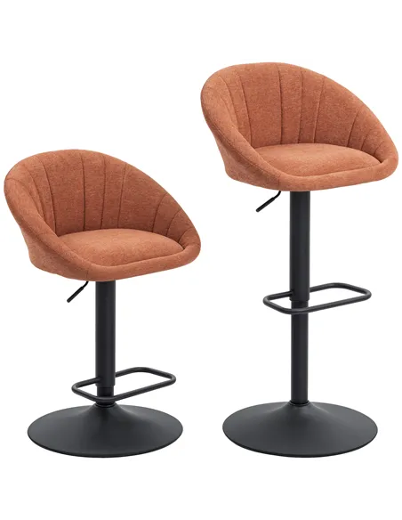 HOMCOM Set of Two Relaxed Tub Bar Stools - Orange