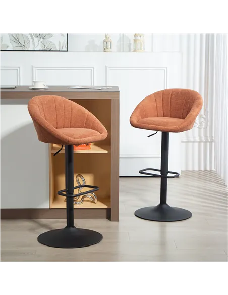 HOMCOM Set of Two Relaxed Tub Bar Stools - Orange