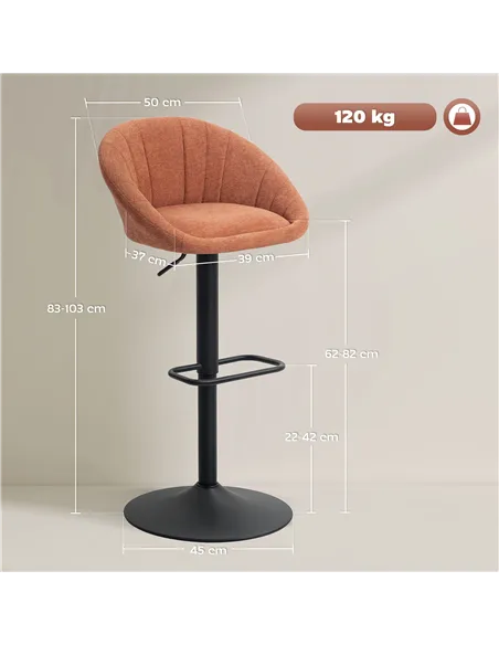 HOMCOM Set of Two Relaxed Tub Bar Stools - Orange