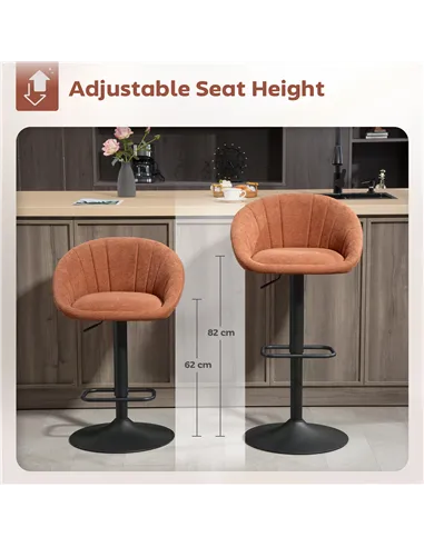 HOMCOM Set of Two Relaxed Tub Bar Stools - Orange