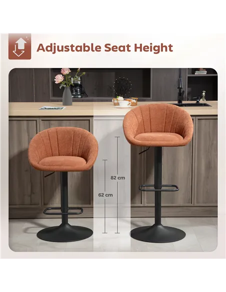 HOMCOM Set of Two Relaxed Tub Bar Stools - Orange