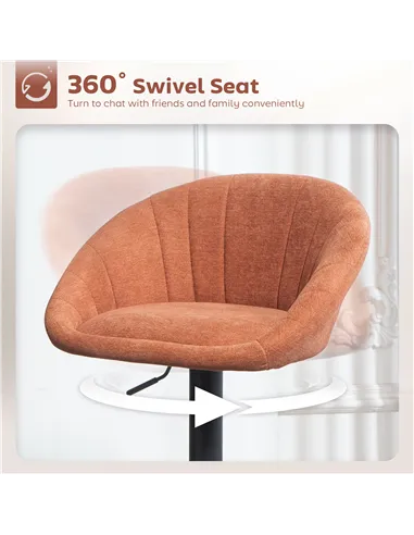 HOMCOM Set of Two Relaxed Tub Bar Stools - Orange