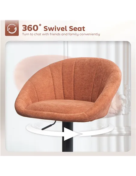 HOMCOM Set of Two Relaxed Tub Bar Stools - Orange