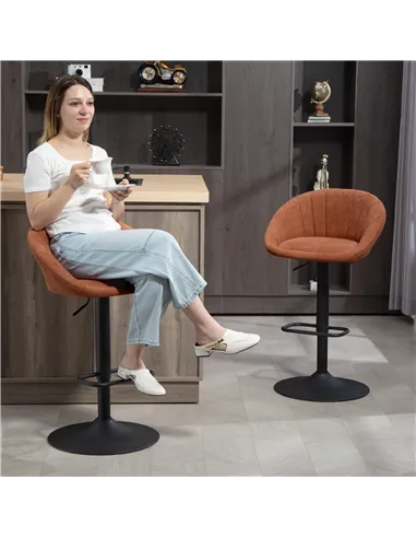 HOMCOM Set of Two Relaxed Tub Bar Stools - Orange