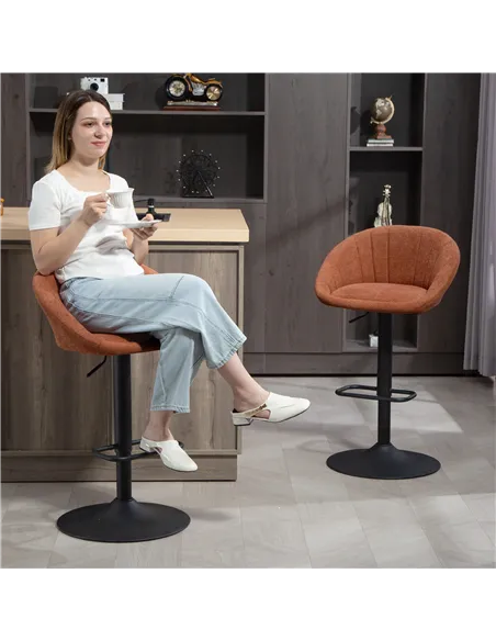 HOMCOM Set of Two Relaxed Tub Bar Stools - Orange