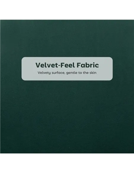 HOMCOM Set of Two Velvet-Feel Lotus Bar Stools - Dark Green