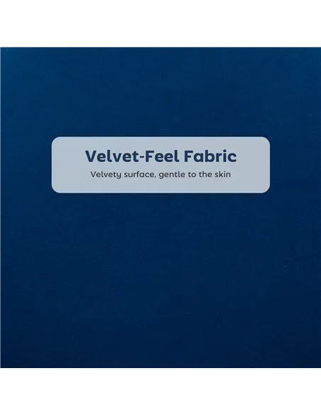 HOMCOM Set of Two Velvet-Feel Lotus Bar Stools - Dark Blue