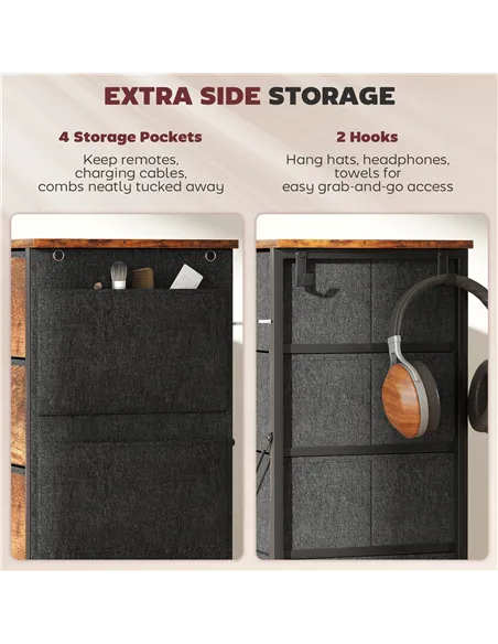 HOMCOM Chest of Ten Fabric Drawers - Rustic Brown