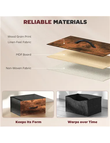 HOMCOM Chest of Ten Fabric Drawers - Rustic Brown