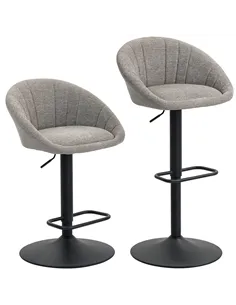 HOMCOM Set of Two Relaxed Tub Bar Stools - Grey