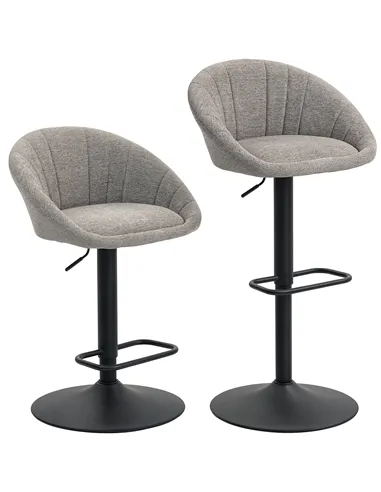 HOMCOM Set of Two Relaxed Tub Bar Stools - Grey