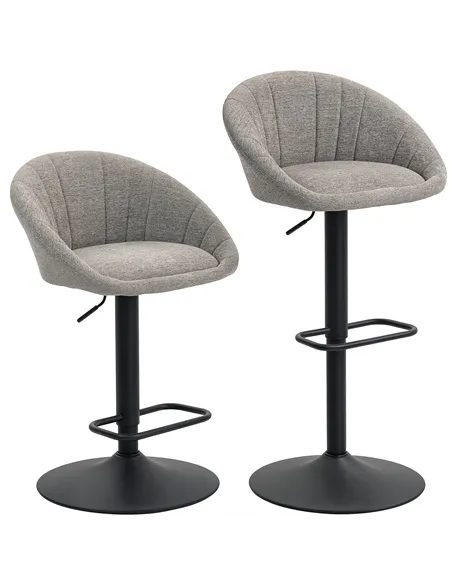 HOMCOM Set of Two Relaxed Tub Bar Stools - Grey
