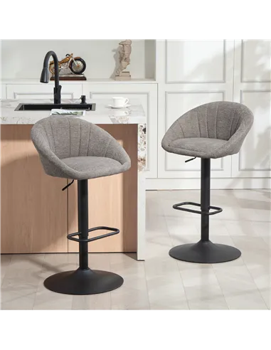 HOMCOM Set of Two Relaxed Tub Bar Stools - Grey