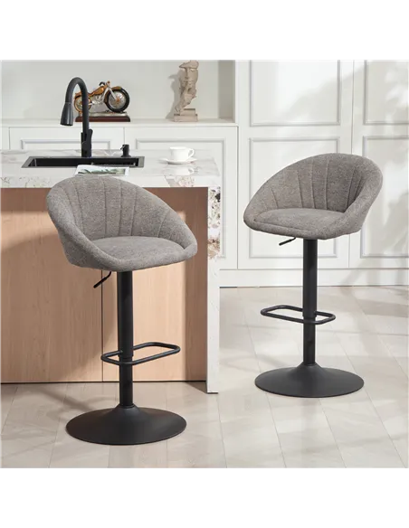 HOMCOM Set of Two Relaxed Tub Bar Stools - Grey