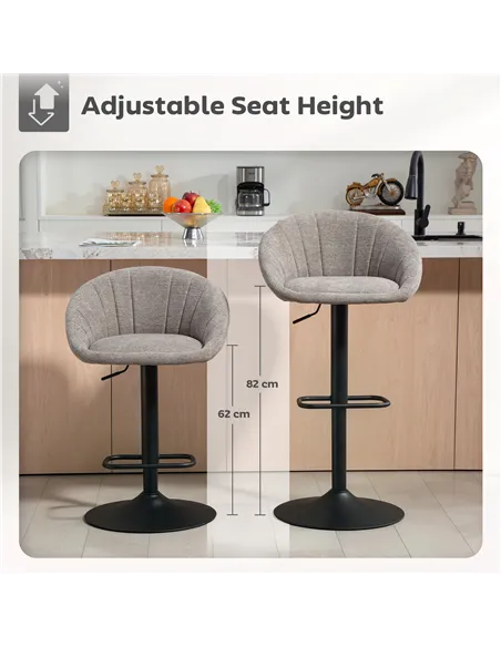HOMCOM Set of Two Relaxed Tub Bar Stools - Grey