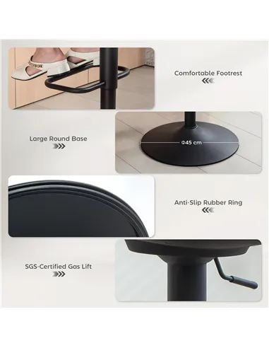 HOMCOM Set of Two Relaxed Tub Bar Stools - Grey