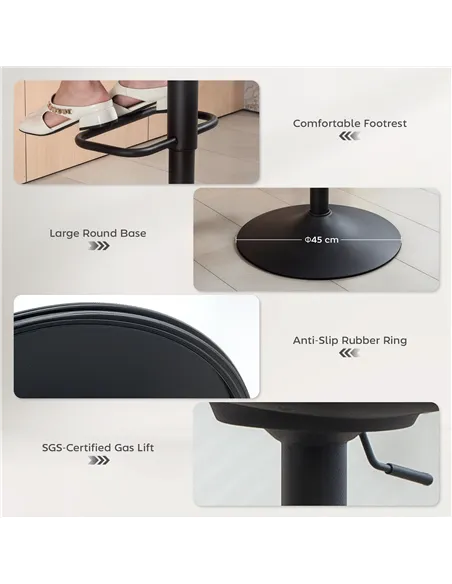 HOMCOM Set of Two Relaxed Tub Bar Stools - Grey