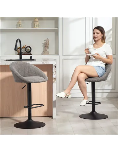 HOMCOM Set of Two Relaxed Tub Bar Stools - Grey