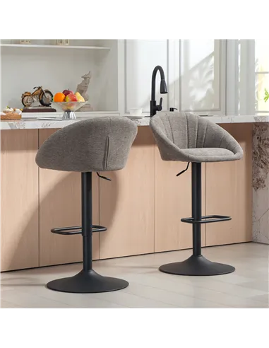 HOMCOM Set of Two Relaxed Tub Bar Stools - Grey