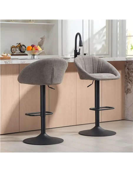 HOMCOM Set of Two Relaxed Tub Bar Stools - Grey