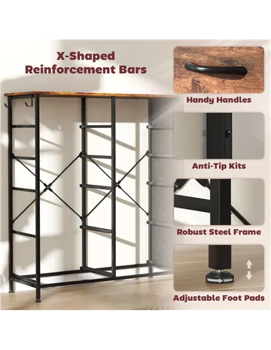 HOMCOM Chest of Ten Fabric Drawers - Rustic Brown