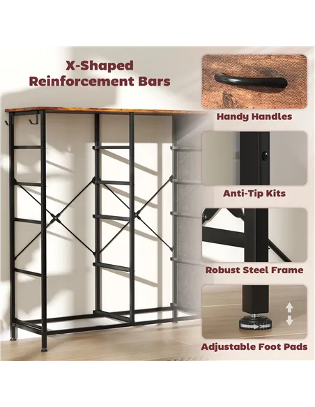 HOMCOM Chest of Ten Fabric Drawers - Rustic Brown