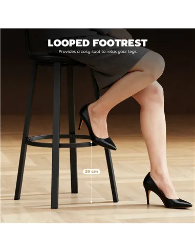 HOMCOM Set of Two Industrial-Style Bar Stools - Brown/Black