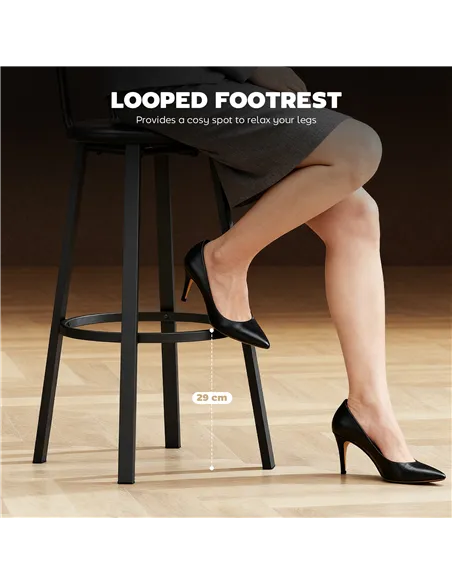 HOMCOM Set of Two Industrial-Style Bar Stools - Brown/Black