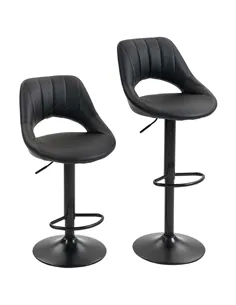 HOMCOM Set of Two Faux Leather Bar Stools - Black