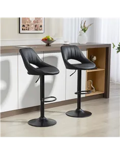 HOMCOM Set of Two Faux Leather Bar Stools - Black 2