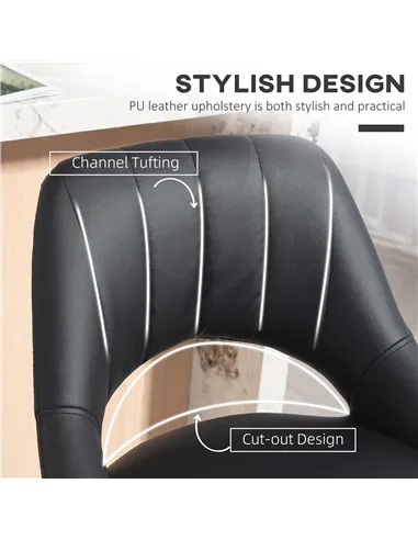 HOMCOM Set of Two Faux Leather Bar Stools - Black