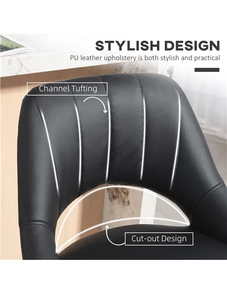 HOMCOM Set of Two Faux Leather Bar Stools - Black