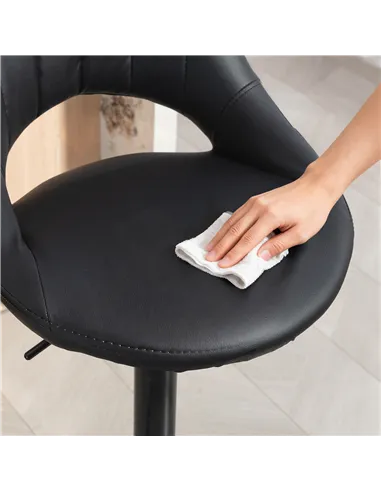 HOMCOM Set of Two Faux Leather Bar Stools - Black