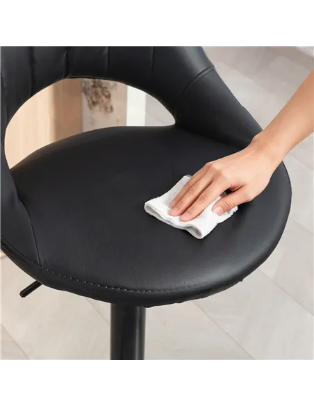 HOMCOM Set of Two Faux Leather Bar Stools - Black