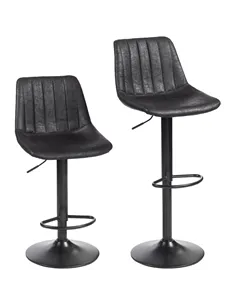 HOMCOM Set of 2 Leathaire Tub Bar Stools - Black