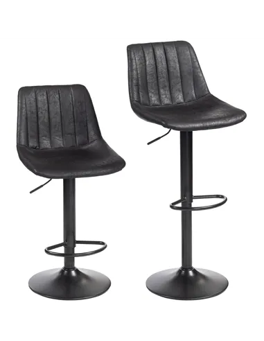 HOMCOM Set of 2 Leathaire Tub Bar Stools - Black
