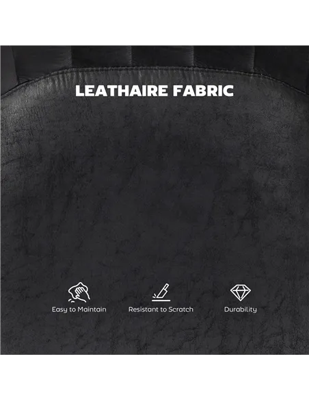 HOMCOM Set of 2 Leathaire Tub Bar Stools - Black