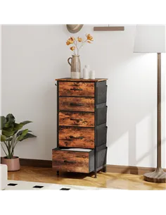 HOMCOM Chest of Five Fabric Drawers - Rustic Brown 2