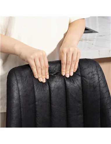 HOMCOM Set of 2 Leathaire Tub Bar Stools - Black