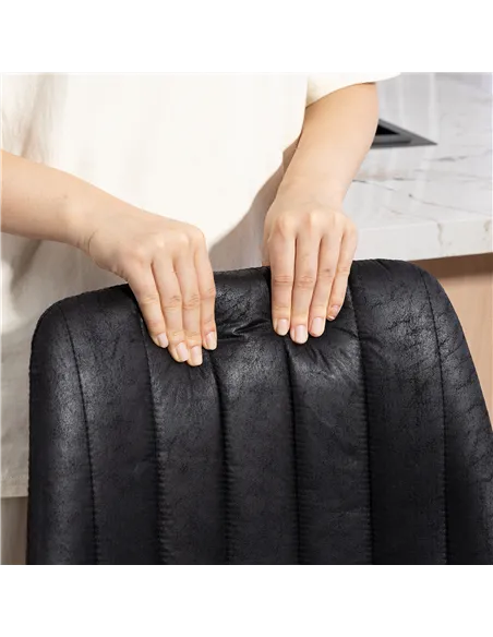 HOMCOM Set of 2 Leathaire Tub Bar Stools - Black