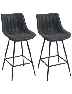 HOMCOM Set of 2 PU Leather Swivel Bar Stools - Black