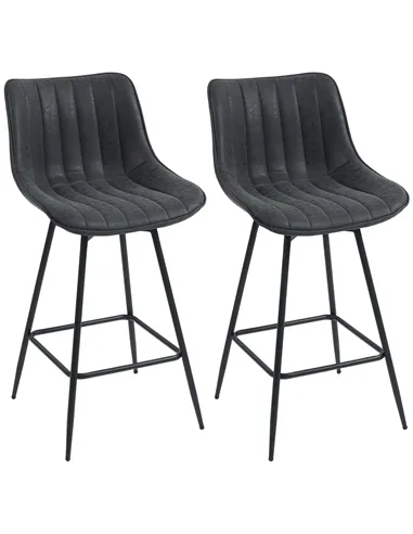 HOMCOM Set of 2 PU Leather Swivel Bar Stools - Black