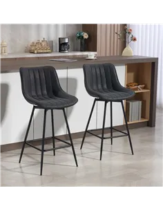 HOMCOM Set of 2 PU Leather Swivel Bar Stools - Black 2