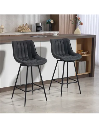 HOMCOM Set of 2 PU Leather Swivel Bar Stools - Black