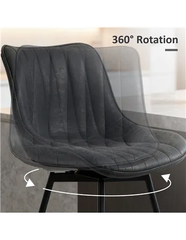 HOMCOM Set of 2 PU Leather Swivel Bar Stools - Black