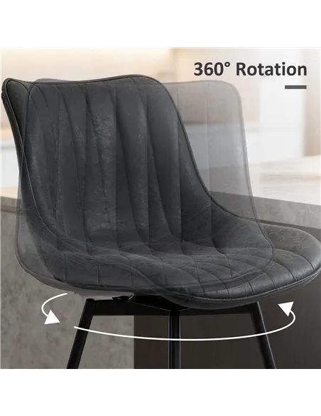 HOMCOM Set of 2 PU Leather Swivel Bar Stools - Black