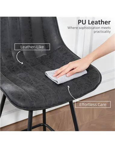 HOMCOM Set of 2 PU Leather Swivel Bar Stools - Black