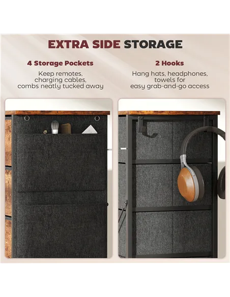 HOMCOM Chest of Five Fabric Drawers - Rustic Brown