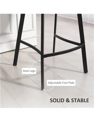 HOMCOM Bar Stools Set of 2, PU Leather Dining Stools with Backrest, Footrest, for Kitchen, Counter, Breakfast Bar, Grey